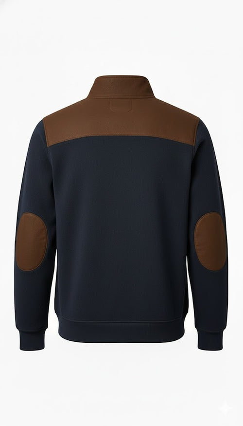 Navy and Suede Quarter Zip