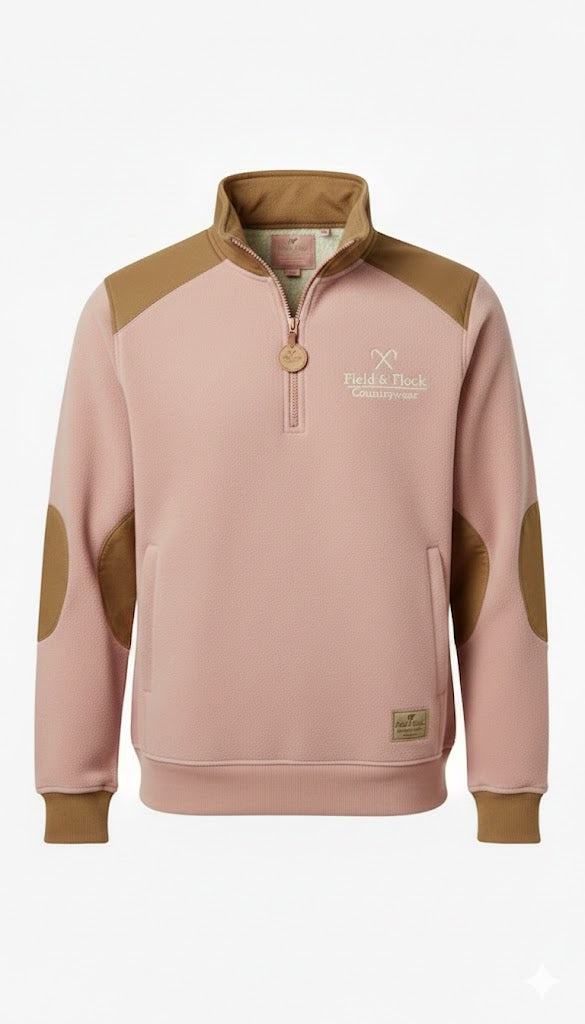 Pink and Suede Quarter Zip