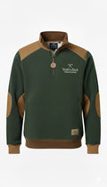 Green and Suede Quarter zip